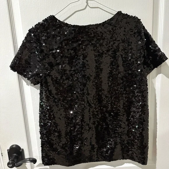 J.Crew Black SequinShort Sleeve Top. NWT - Picture 5 of 6